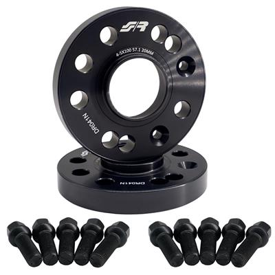 2 distanziali ruota neri 20mm 4-5x100 57,1 con bulloneria sfer.