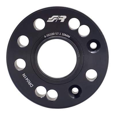 2 distanziali ruota neri 20mm 4-5x100 57,1 con bulloneria sfer.