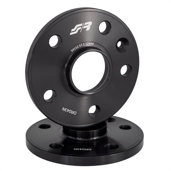 2 distanziali alluminio nero 12mm 5x112 mozzo 57,1