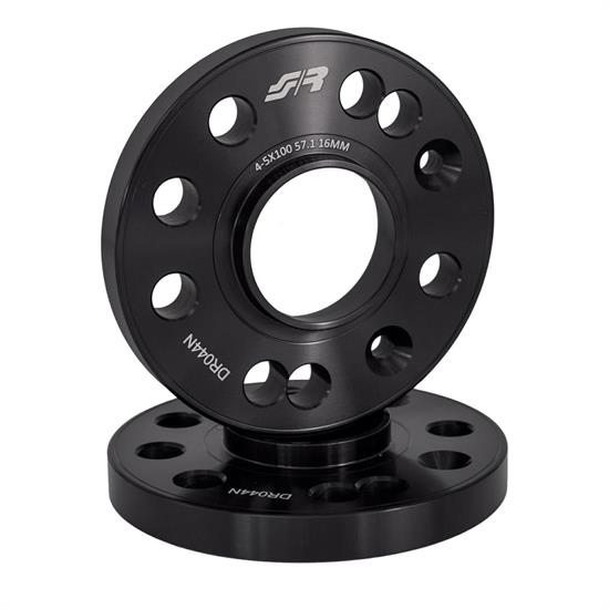 2 wheel spacers black aluminium 16mm 4-5x100 center hole 57,1