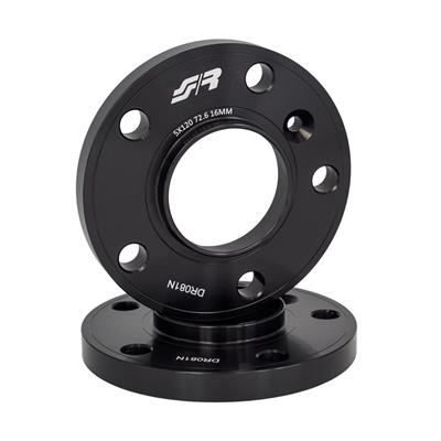 2 wheel spacers black aluminium 16mm 5x120 center hole 72,6
