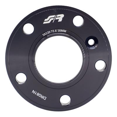 2 distanziali ruota neri 16mm 5x120 centraggio 72,6 con bull.