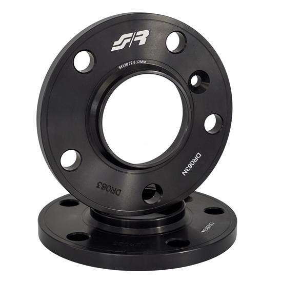2 distanziali alluminio nero 12mm 5X120 mozzo 72,6