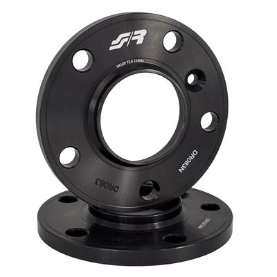 2 distanziali alluminio nero 12mm 5X120 mozzo 72,6