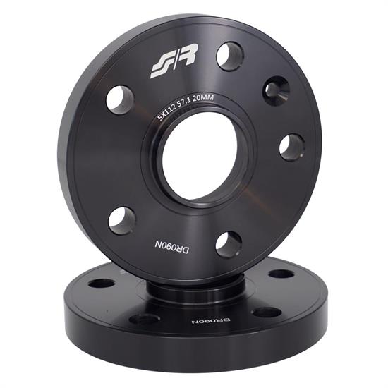 2 wheel spacers black aluminium 20mm 5x112 center hole 57,1