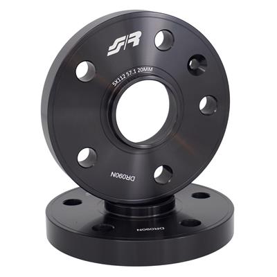 2 wheel spacers black aluminium 20mm 5x112 center hole 57,1