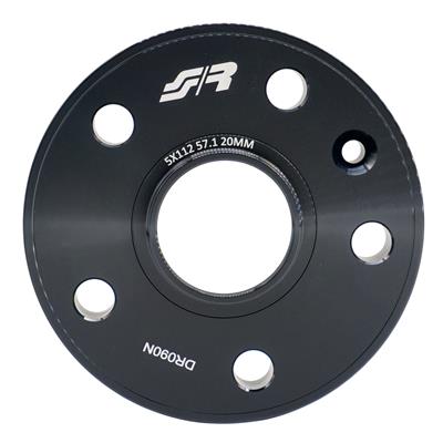 2 wheel spacers black aluminium 20mm 5x112 center hole 57,1