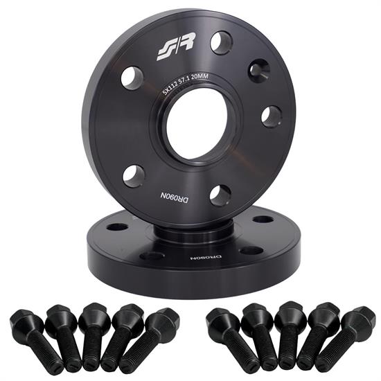 2 wheel spacers black 20mm 5x112 center hole 57,1 with bolts