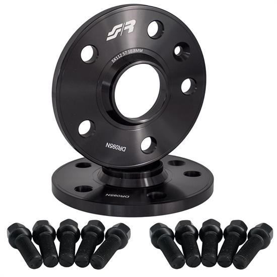 2 distanziali ruota neri 10mm 5x112 57,1 con bulloneria sferica