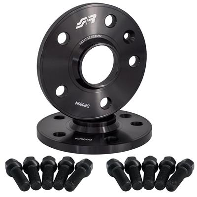 2 distanziali ruota neri 10mm 5x112 57,1 con bulloneria sferica