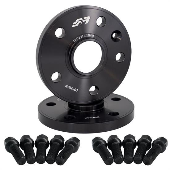 2 wheel spacers black 15mm 5x112 57,1 with spherical bolts