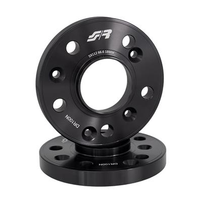 2 distanziali alluminio nero 18mm 5X112 mozzo 66,6
