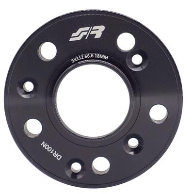 2 distanziali alluminio nero 18mm 5X112 mozzo 66,6