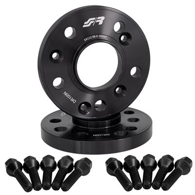 2 wheel spacers black 18mm 5x112 center hole 66,6 with bolts