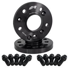 2 distanziali ruota neri 18mm 5x112 66,6 con bulloneria sferica