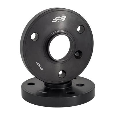 2 wheel spacers black aluminium 20mm 3x112 hole center 57,1