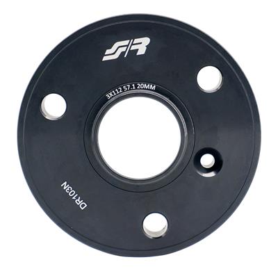 2 wheel spacers black aluminium 20mm 3x112 hole center 57,1