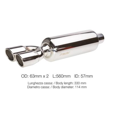 Muffler round double stainless steel