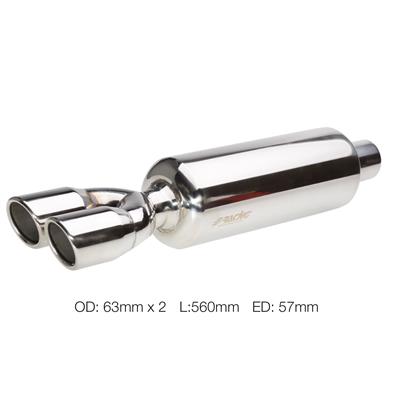 Muffler round double stainless steel