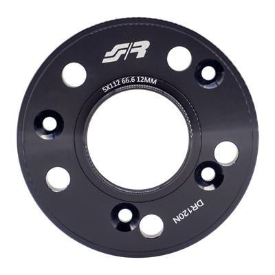 2 wheel spacers black aluminium 12mm 5x112 center hole 66,6
