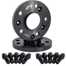 2 distanziali ruota neri 15mm 5x112 66,6 con bulloneria sferica