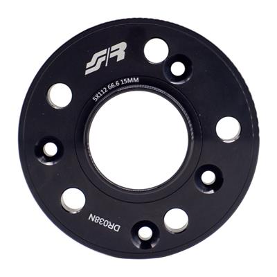 2 distanziali ruota neri 15mm 5x112 66,6 con bulloneria sferica