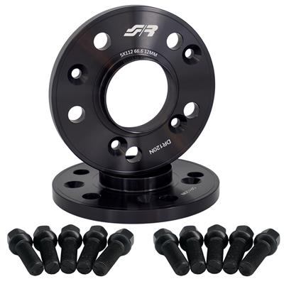 2 wheel spacers black 12mm 5x112 center hole 66,6 with bolts