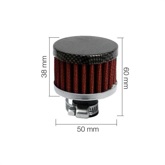 Mini filtro conico cotone rosso Carbon type 1