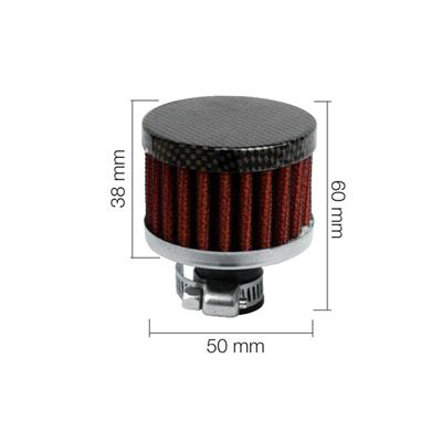 Mini filtro conico cotone rosso Carbon type 1