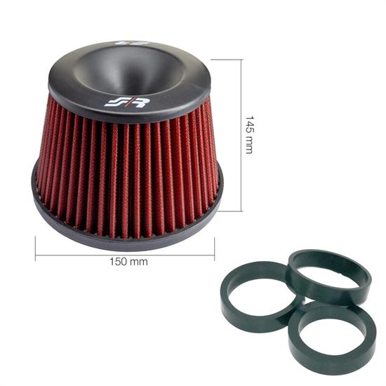 Air Filter single cone red cotton Black Top