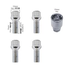 4 bulloni antifurto sferici ch.17/19 14x1.5 l.28mm