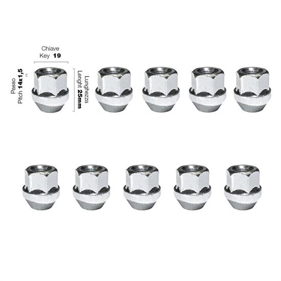 10 nuts key 19 14x1.5 l.25mm