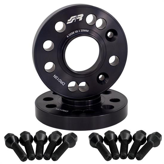 2 wheel spacers black 20mm 5x98 center hole 58,1 with bolts