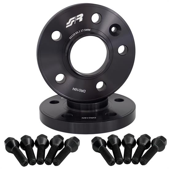 2 distanziali ruota neri 17,5mm 5x110 centraggio 65,1 con bull.