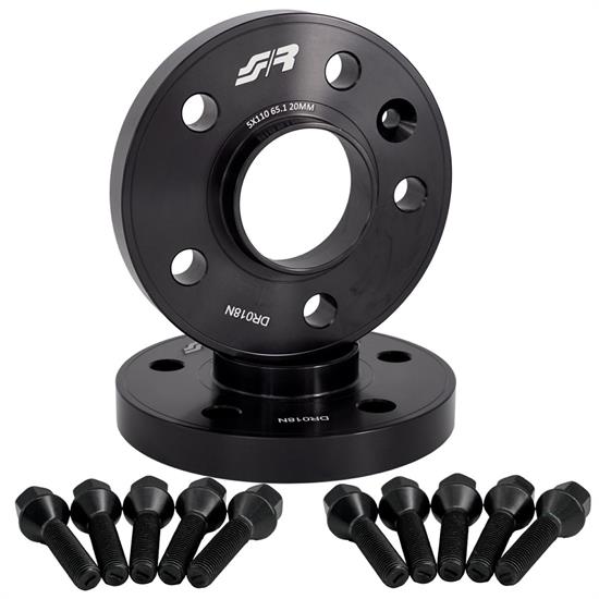 2 wheel spacers black 20mm 5x110 center hole 65,1 with bolts