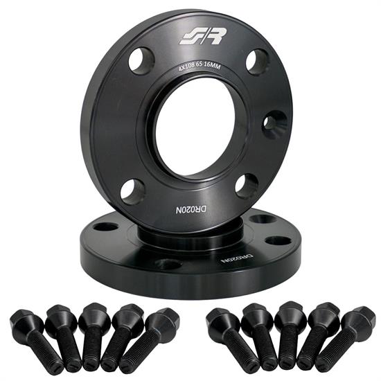 2 distanziali ruota neri 16mm 4x108 centraggio 65,1 con bull.