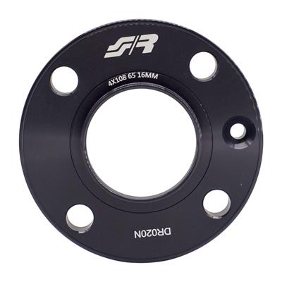 2 distanziali ruota neri 16mm 4x108 centraggio 65,1 con bull.