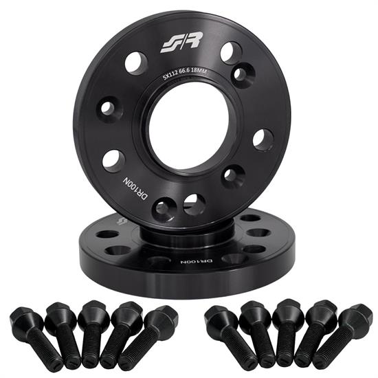 2 wheel spacers black 18mm 5x112 center hole 66,6 with bolts