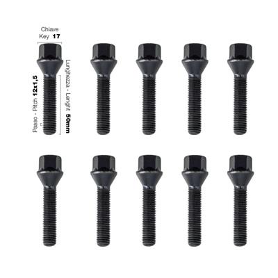 10 black bolts key 17 12x1.5 l.50mm