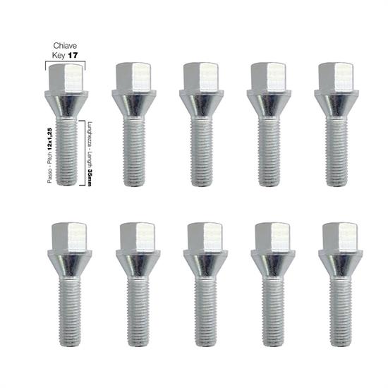 10 bolts black key 17 12x1.25 l.35mm