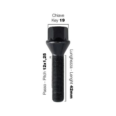 10 bolts black key 19 12x1.25 l.42mm