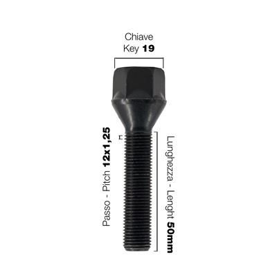 10 bolts black key 19 12x1.25 l.50mm