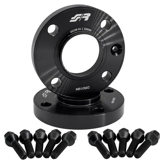 2 wheel spacers black 20mm 4x108 center hole 65,1 with bolts
