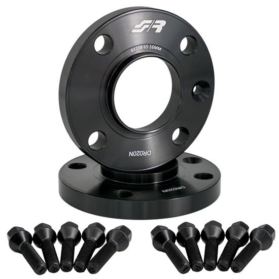 2 distanziali ruota neri 16mm 4x108 centraggio 65,1 con bull.