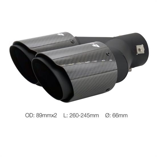 Muffler Tip round id 66mm double shifted carbon&stainless