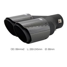 Muffler Tip round id 66mm double shifted carbon&stainless