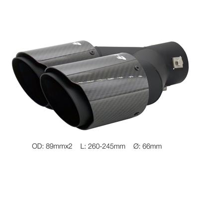 Muffler Tip round id 66mm double shifted carbon&stainless