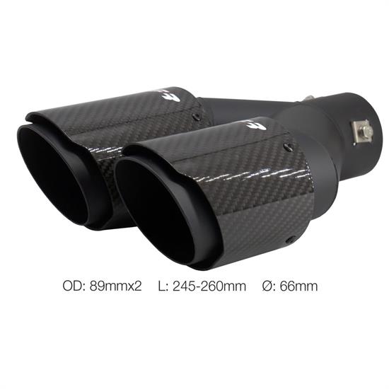 Terminale rotondo id 66mm doppio disassato carbonio e acciaio