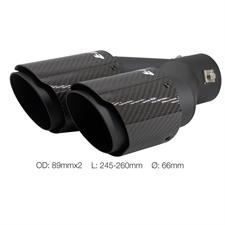 Muffler Tip round id 66mm double shifted carbon&stainless