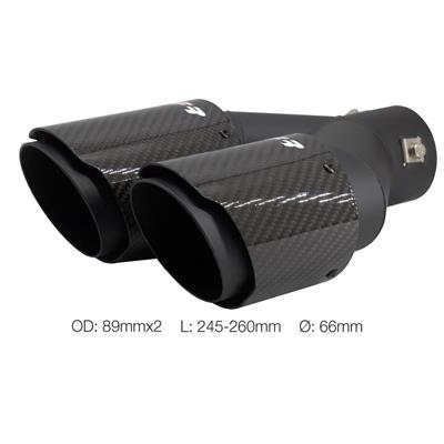 Terminale rotondo id 66mm doppio disassato carbonio e acciaio